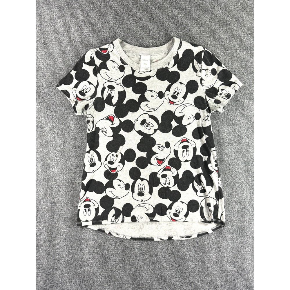Disney Mickey Mouse All Over Print T-Shirt Gray Short Sleeve Crew Neck Medium - Picture 1 of 6